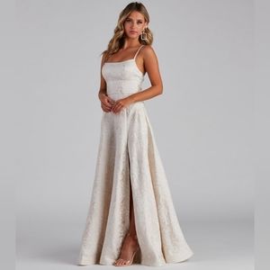 Cream Gold Windsor Adalyn Prom Dress